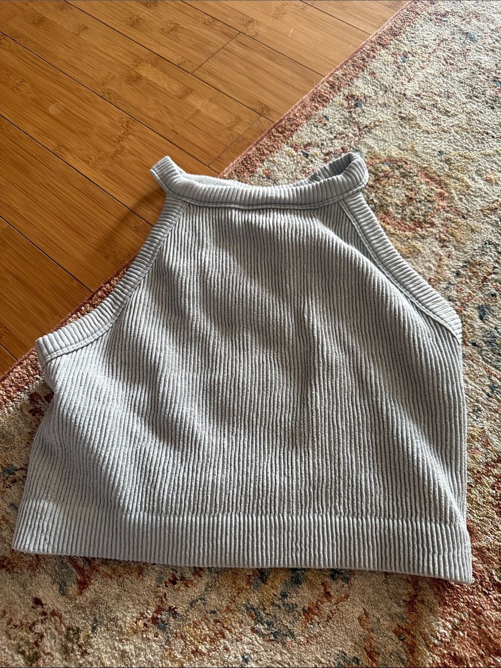 aerie Ribbed Halter Crop Top in gray